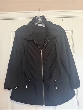 Chico's Black Zip-Front Utility Jacket with Drawcord Waist